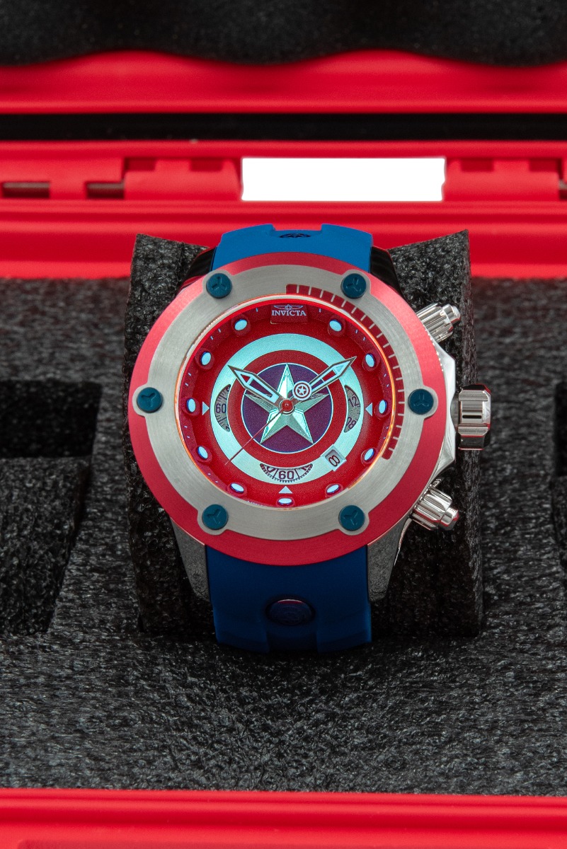 Invicta Marvel Captain America Men%27s Watch - 52mm, Blue, Steel - Special Edition Bundle - (36339-SPECIAL)