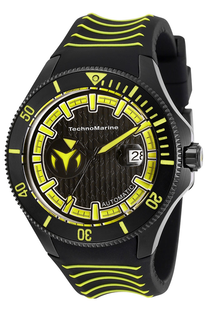 TechnoMarine Cruise Shark Automatic Men%27s Watch - 47mm, Black, Yellow (TM-118017)