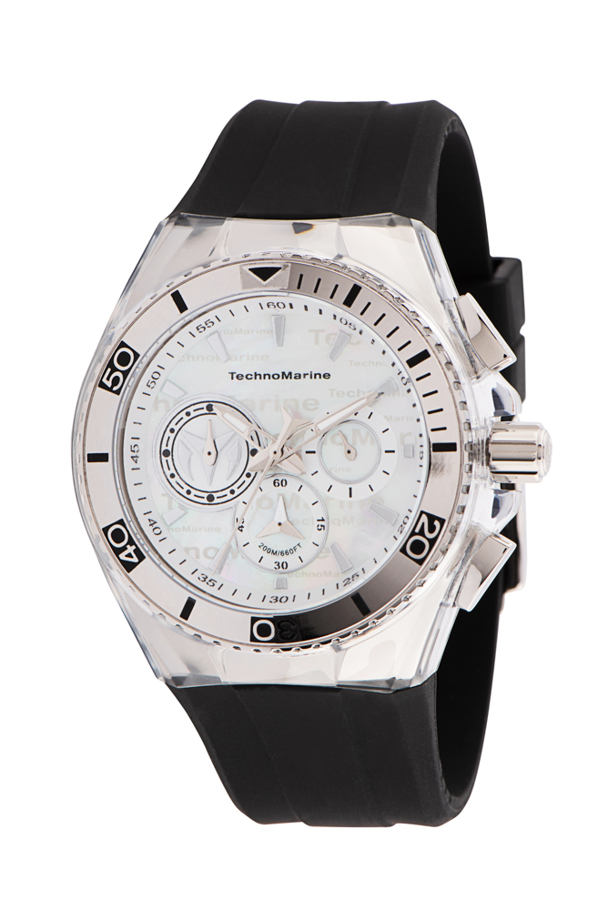TechnoMarine Cruise California Men's Watch w/ Metal, Mother of Pearl & Oyster Dial - 46.65mm, Black (TM-120021)
