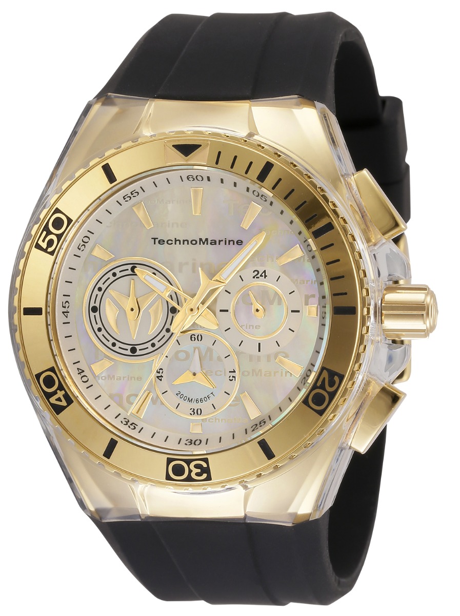 TechnoMarine Cruise California Men's Watch w/ Metal, Mother of Pearl & Oyster Dial - 46.65mm, Black (TM-120026)